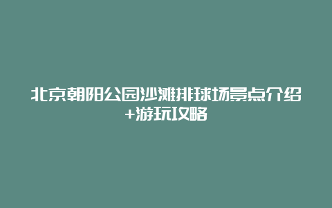 北京朝阳公园沙滩排球场景点介绍+游玩攻略