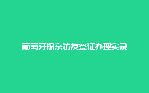 葡萄牙探亲访友签证办理实录