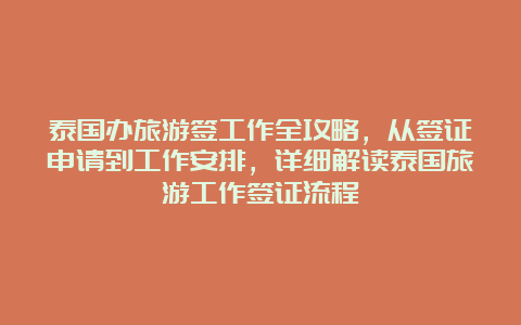 泰国办旅游签工作全攻略，从签证申请到工作安排，详细解读泰国旅游工作签证流程