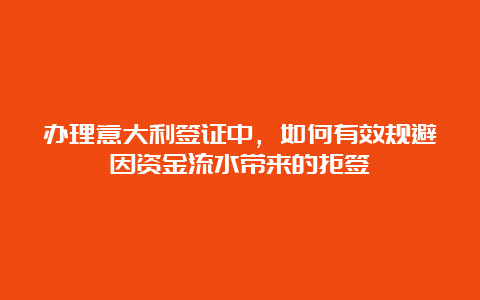 办理意大利签证中，如何有效规避因资金流水带来的拒签