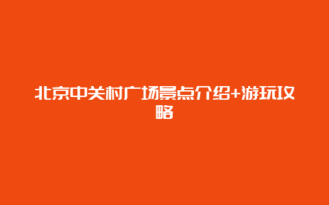 北京中关村广场景点介绍+游玩攻略