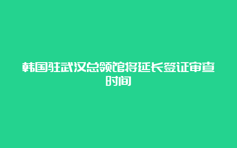 韩国驻武汉总领馆将延长签证审查时间