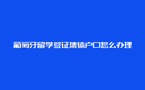 葡萄牙留学签证集体户口怎么办理