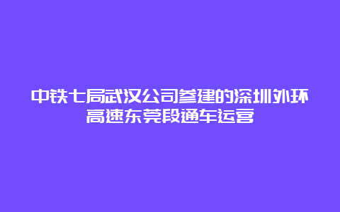 中铁七局武汉公司参建的深圳外环高速东莞段通车运营