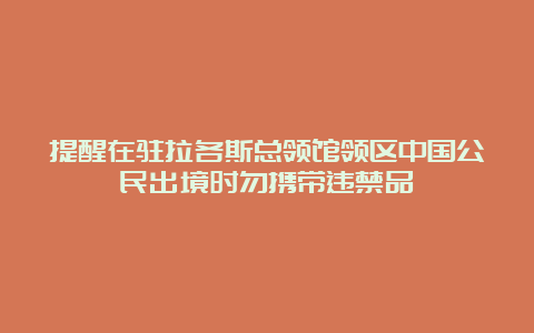 提醒在驻拉各斯总领馆领区中国公民出境时勿携带违禁品