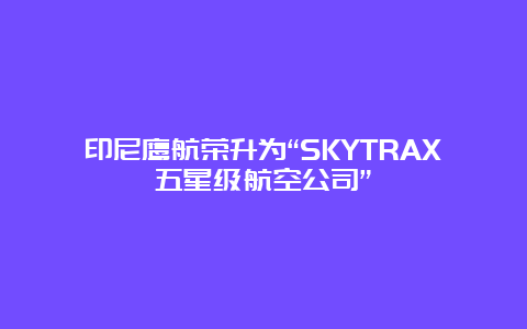 印尼鹰航荣升为“SKYTRAX五星级航空公司”