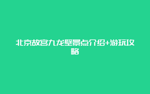 北京故宫九龙壁景点介绍+游玩攻略