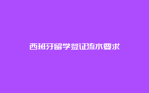 西班牙留学签证流水要求