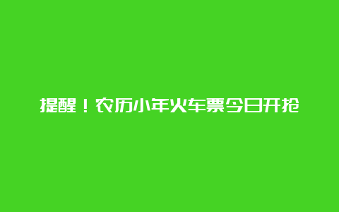 提醒！农历小年火车票今日开抢