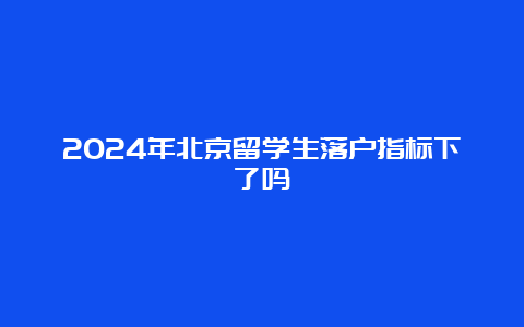 2024年北京留学生落户指标下了吗