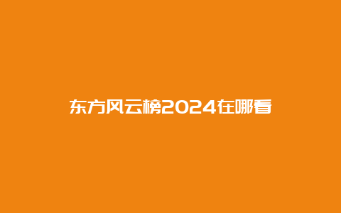 东方风云榜2024在哪看