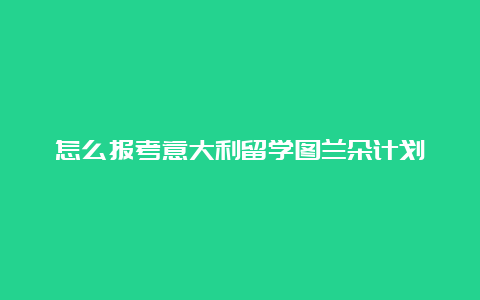 怎么报考意大利留学图兰朵计划