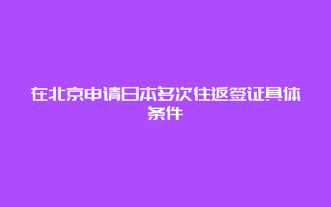 在北京申请日本多次往返签证具体条件