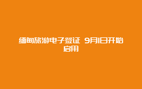 缅甸旅游电子签证 9月1日开始启用