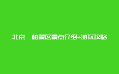 北京爨柏景区景点介绍+游玩攻略