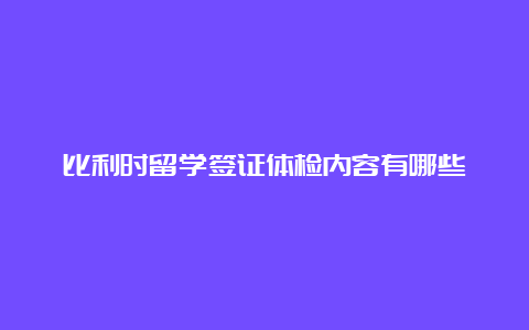 比利时留学签证体检内容有哪些