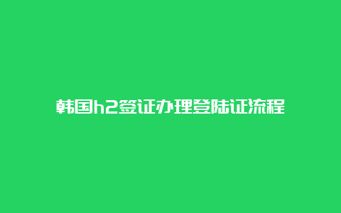 韩国h2签证办理登陆证流程