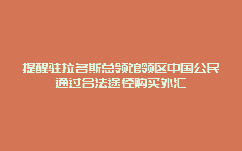 提醒驻拉各斯总领馆领区中国公民通过合法途径购买外汇