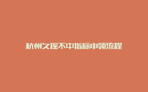 杭州久摇不中指标申领流程