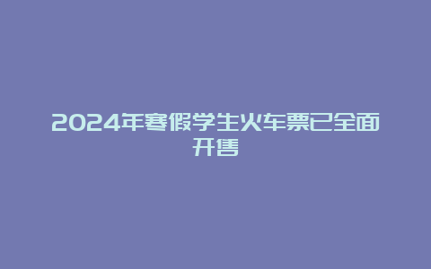 2024年寒假学生火车票已全面开售