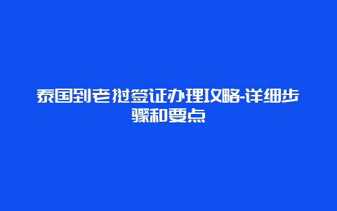 泰国到老挝签证办理攻略-详细步骤和要点