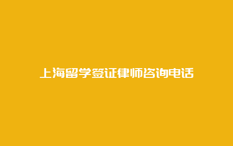 上海留学签证律师咨询电话