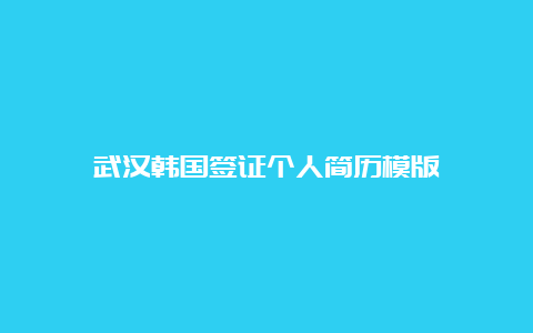 武汉韩国签证个人简历模版