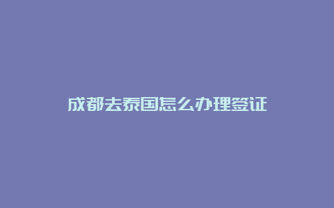 成都去泰国怎么办理签证