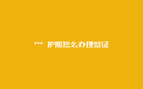 *** 护照怎么办理签证