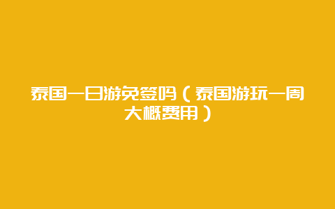 泰国一日游免签吗（泰国游玩一周大概费用）