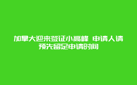 加拿大迎来签证小高峰 申请人请预先留足申请时间