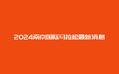 2024南京国际马拉松最新消息