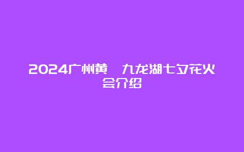 2024广州黄埔九龙湖七夕花火会介绍