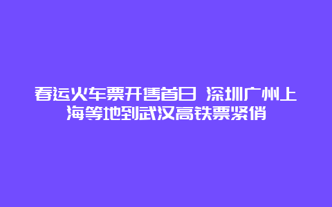 春运火车票开售首日 深圳广州上海等地到武汉高铁票紧俏