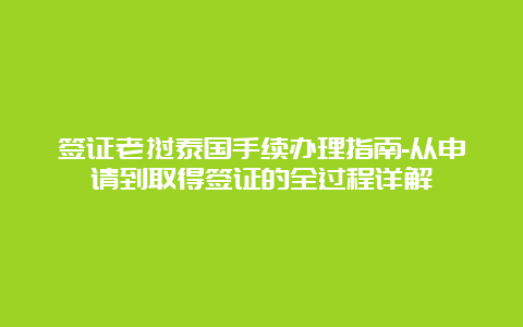 签证老挝泰国手续办理指南-从申请到取得签证的全过程详解