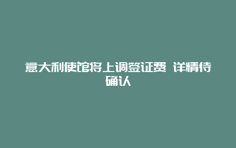 意大利使馆将上调签证费 详情待确认