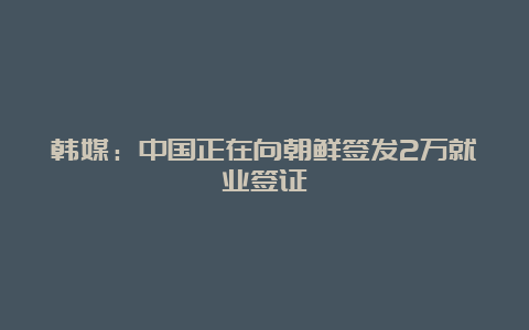 韩媒：中国正在向朝鲜签发2万就业签证