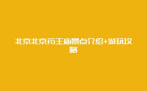 北京北京药王庙景点介绍+游玩攻略