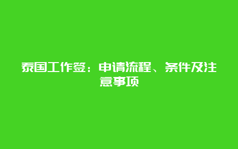 泰国工作签：申请流程、条件及注意事项