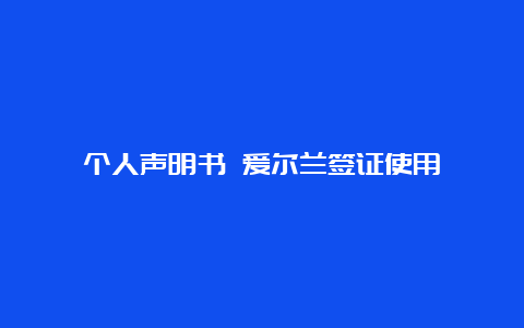 个人声明书 爱尔兰签证使用