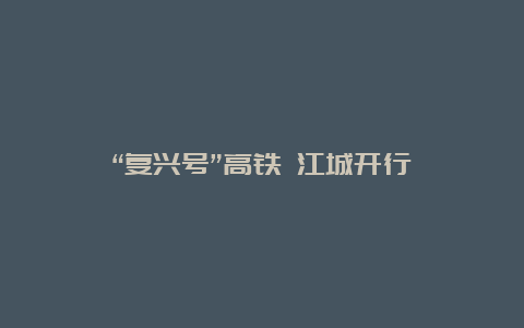 “复兴号”高铁 江城开行