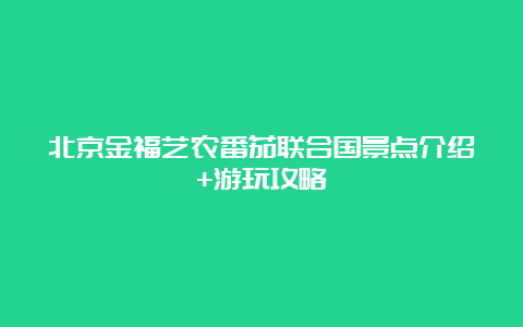 北京金福艺农番茄联合国景点介绍+游玩攻略