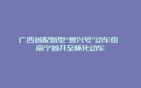 广西首配新型“复兴号”动车组 南宁首开至怀化动车