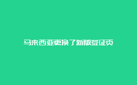 马来西亚更换了新版签证页