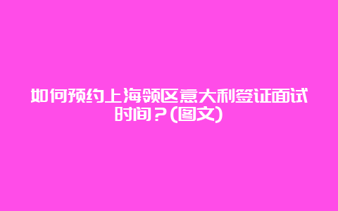 如何预约上海领区意大利签证面试时间？(图文)