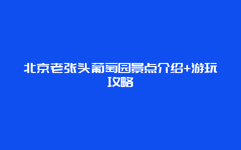 北京老张头葡萄园景点介绍+游玩攻略