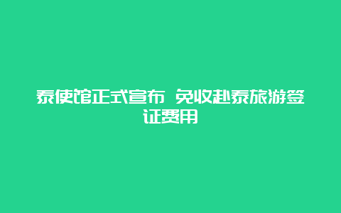 泰使馆正式宣布 免收赴泰旅游签证费用