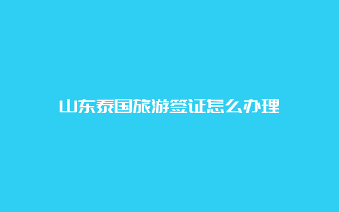 山东泰国旅游签证怎么办理