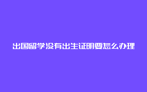 出国留学没有出生证明要怎么办理