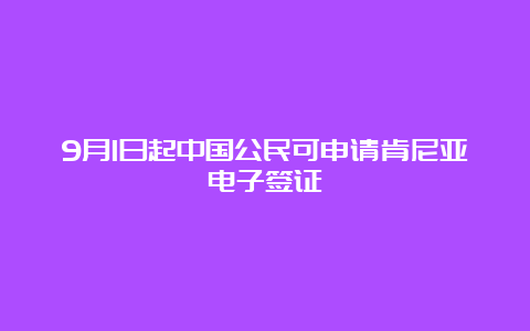 9月1日起中国公民可申请肯尼亚电子签证